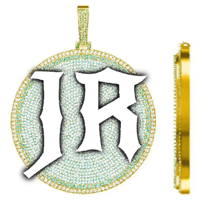 CUSTOM LETTER NECKLACE 3D BIG DISC sold by The GUU Shop