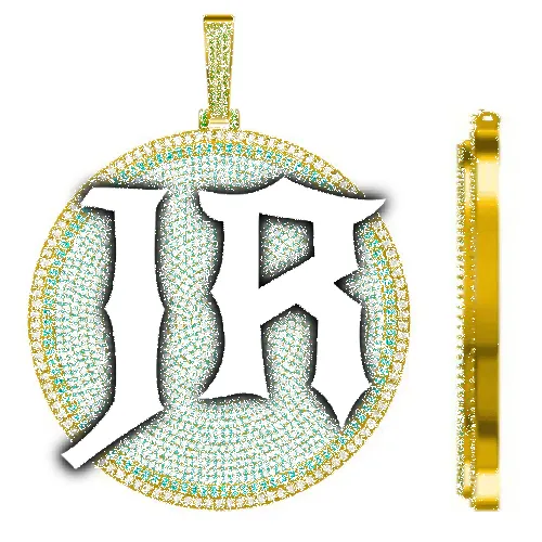 CUSTOM LETTER NECKLACE 3D BIG DISC sold by The GUU Shop