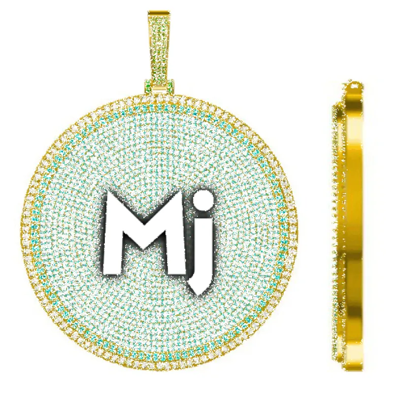 CUSTOM LETTER NECKLACE 3D BIG DISC sold by The GUU Shop