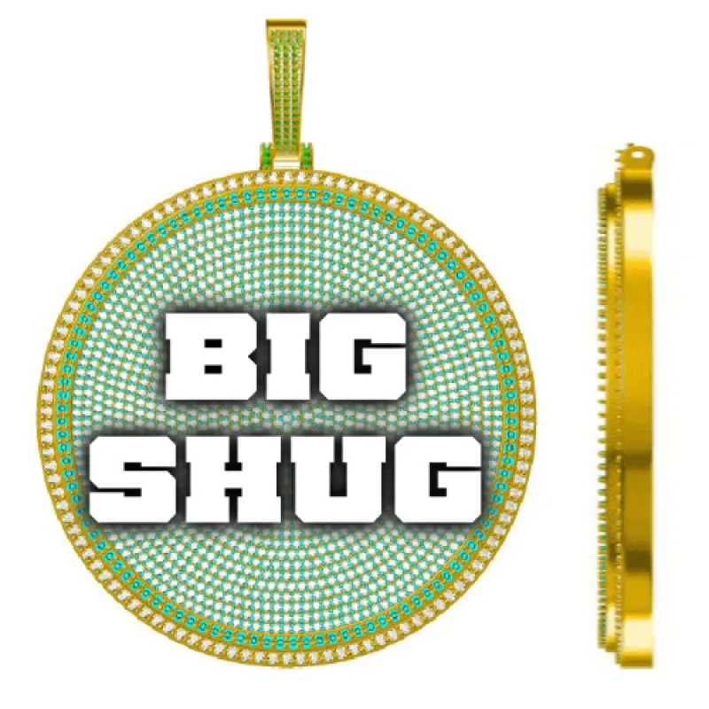 CUSTOM LETTER NECKLACE 3D BIG DISC sold by The GUU Shop