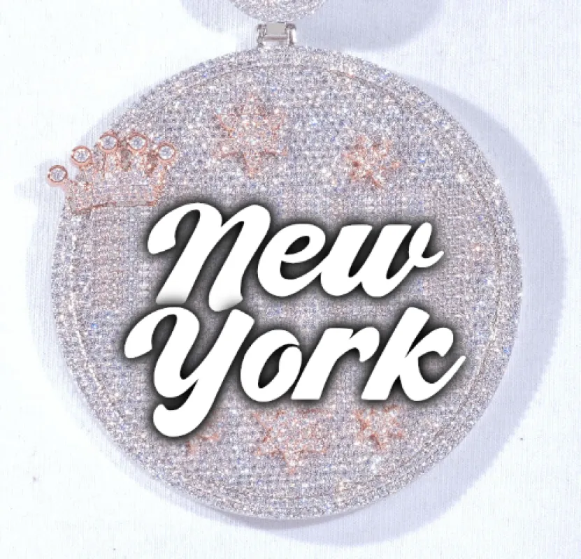 CUSTOM LETTER NECKLACE 3D BIG CROWN DISC sold by The GUU Shop