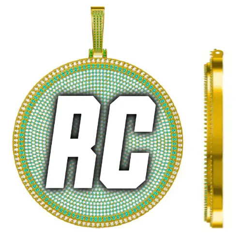 CUSTOM LETTER NECKLACE 3D BIG DISC sold by The GUU Shop