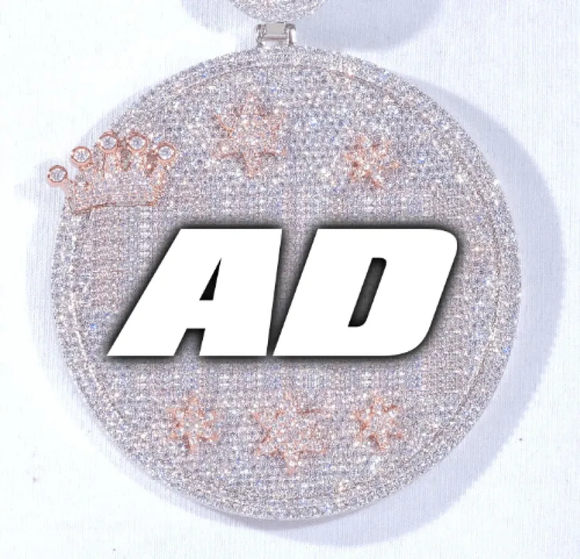 CUSTOM LETTER NECKLACE 3D BIG CROWN DISC sold by The GUU Shop