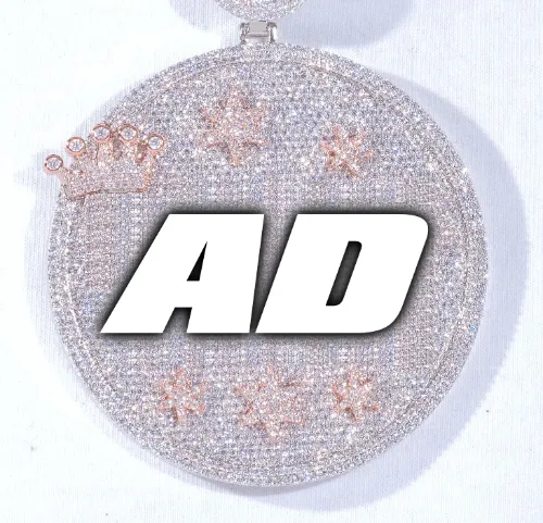 CUSTOM LETTER NECKLACE 3D BIG CROWN DISC sold by The GUU Shop