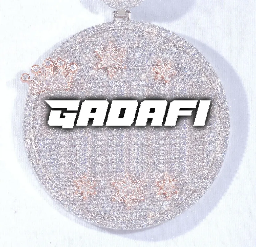 CUSTOM LETTER NECKLACE 3D BIG CROWN DISC sold by The GUU Shop