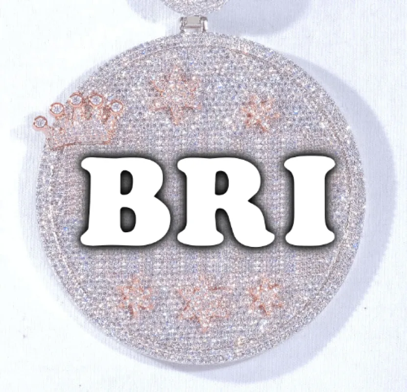 CUSTOM LETTER NECKLACE 3D BIG CROWN DISC sold by The GUU Shop