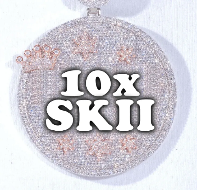 CUSTOM LETTER NECKLACE 3D BIG CROWN DISC sold by The GUU Shop