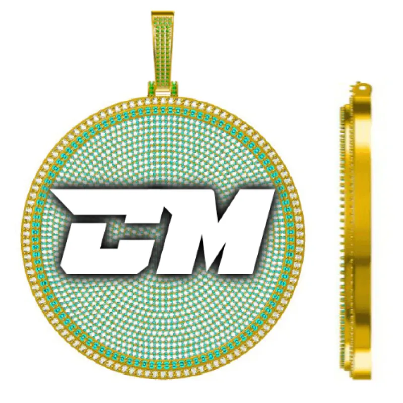 CUSTOM LETTER NECKLACE 3D BIG DISC sold by The GUU Shop