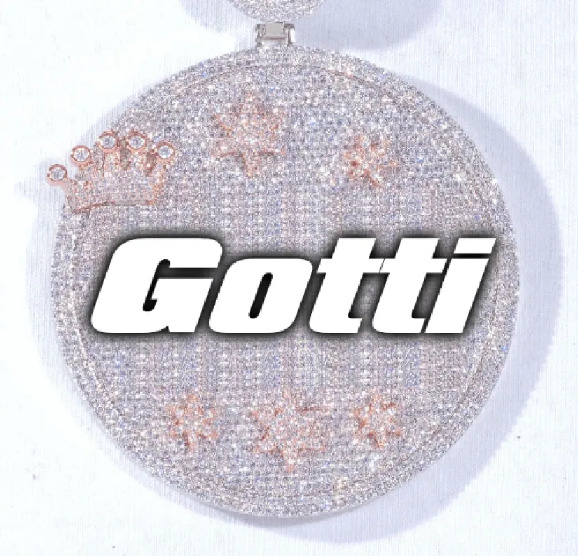 CUSTOM LETTER NECKLACE 3D BIG CROWN DISC sold by The GUU Shop