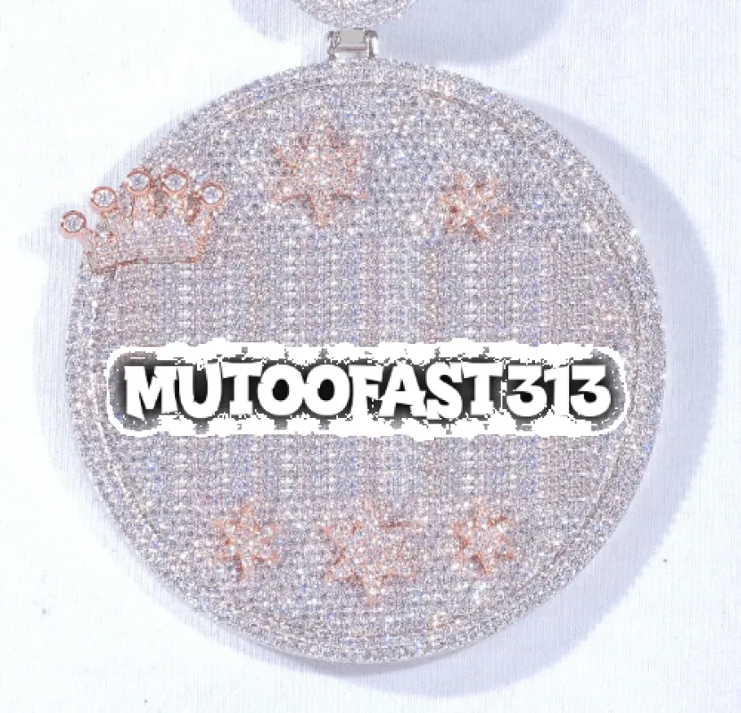 CUSTOM LETTER NECKLACE 3D BIG CROWN DISC sold by The GUU Shop