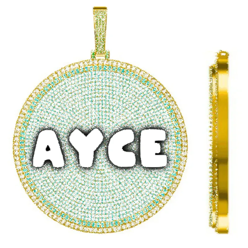 CUSTOM LETTER NECKLACE 3D BIG DISC sold by The GUU Shop