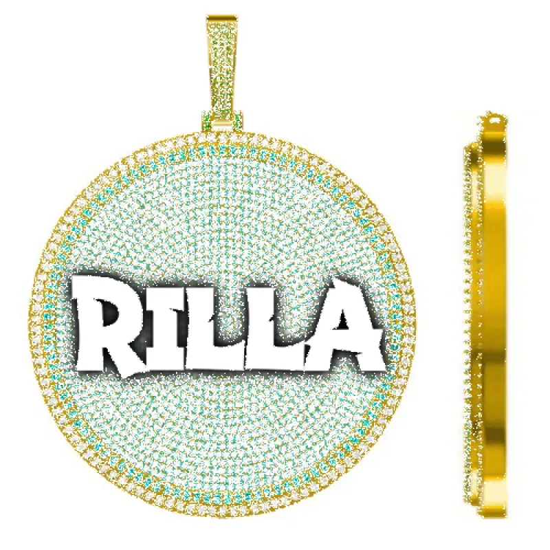 CUSTOM LETTER NECKLACE 3D BIG DISC sold by The GUU Shop