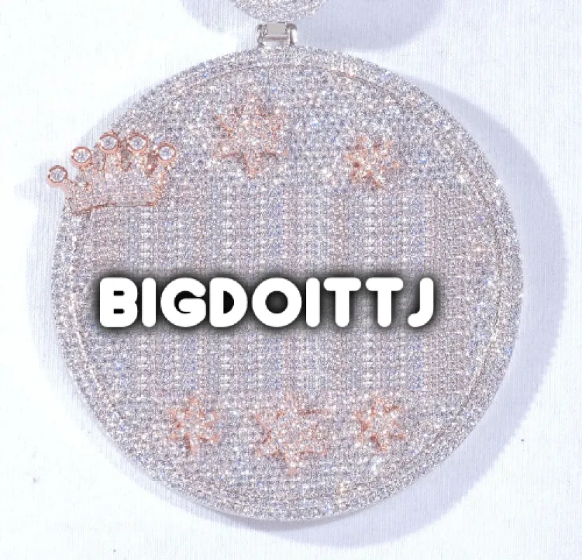 CUSTOM LETTER NECKLACE 3D BIG CROWN DISC sold by The GUU Shop