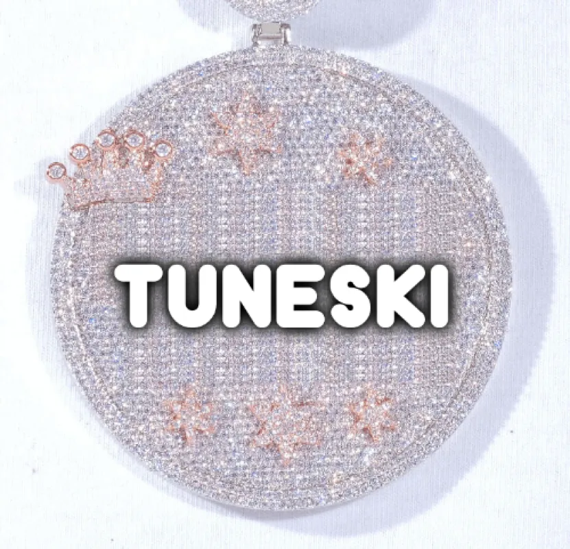 CUSTOM LETTER NECKLACE 3D BIG CROWN DISC sold by The GUU Shop