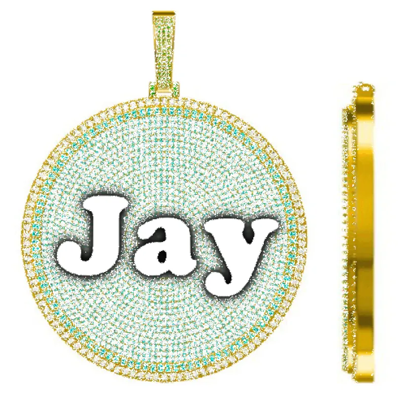 CUSTOM LETTER NECKLACE 3D BIG DISC sold by The GUU Shop