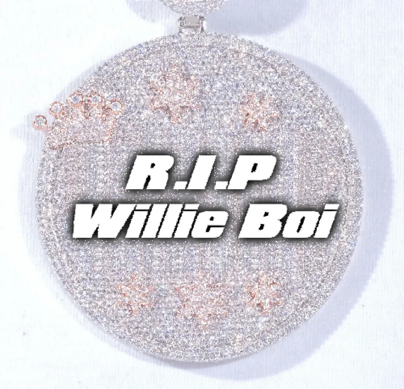 CUSTOM LETTER NECKLACE 3D BIG CROWN DISC sold by The GUU Shop