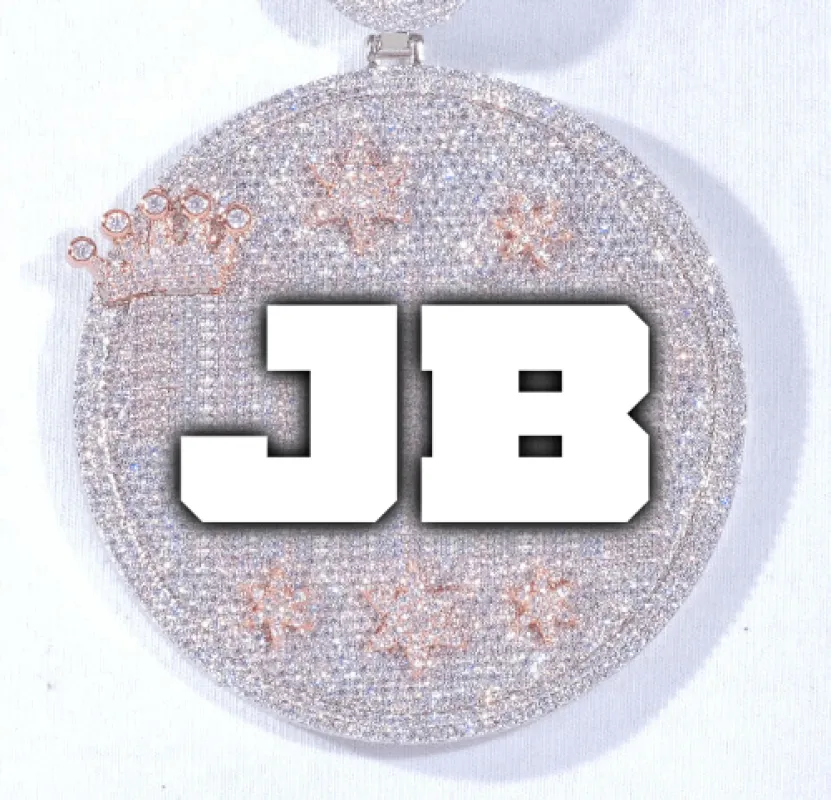 CUSTOM LETTER NECKLACE 3D BIG CROWN DISC sold by The GUU Shop