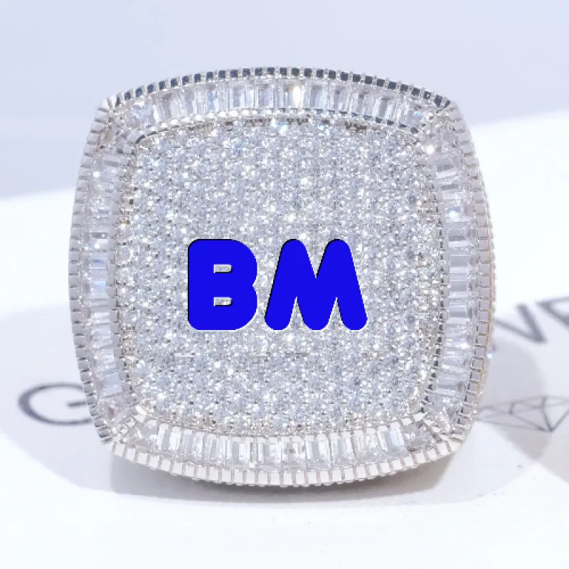 CUSTOM LETTER 3D ICED RING sold by The GUU Shop