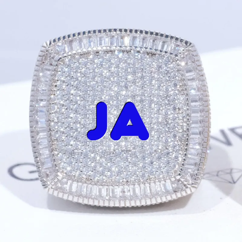 CUSTOM LETTER 3D ICED RING sold by The GUU Shop