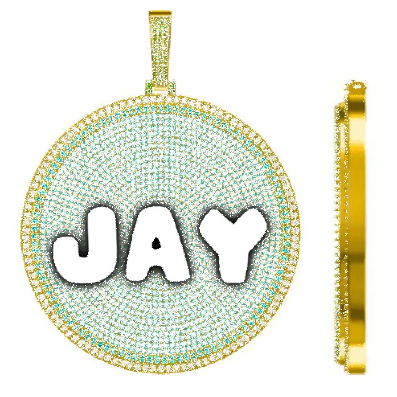 CUSTOM LETTER NECKLACE 3D BIG DISC sold by The GUU Shop