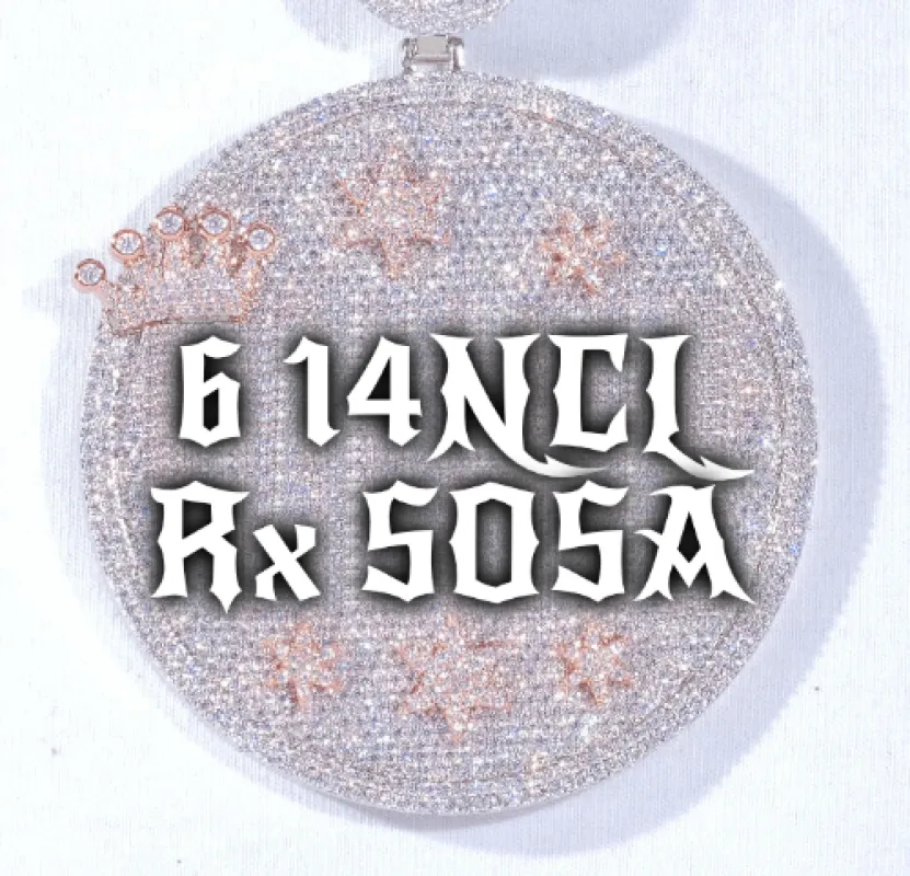CUSTOM LETTER NECKLACE 3D BIG CROWN DISC sold by The GUU Shop