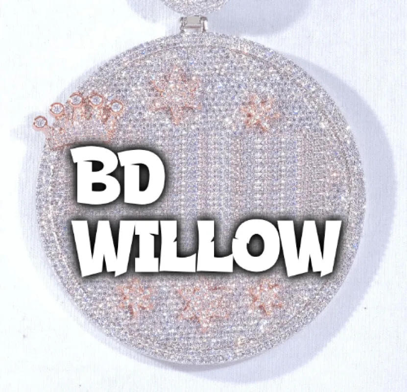 CUSTOM LETTER NECKLACE 3D BIG CROWN DISC sold by The GUU Shop