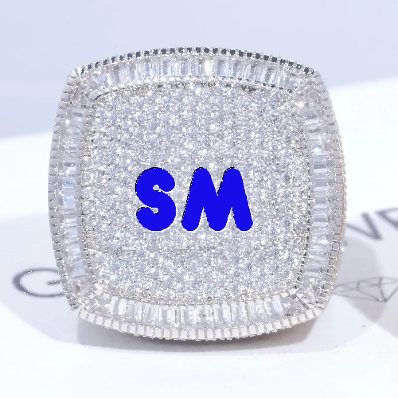 CUSTOM LETTER 3D ICED RING sold by The GUU Shop