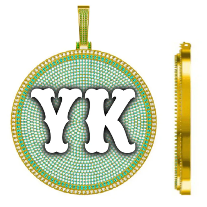 CUSTOM LETTER NECKLACE 3D BIG DISC sold by The GUU Shop