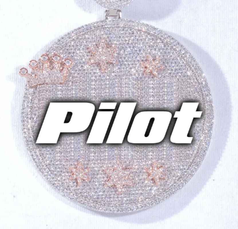 CUSTOM LETTER NECKLACE 3D BIG CROWN DISC sold by The GUU Shop