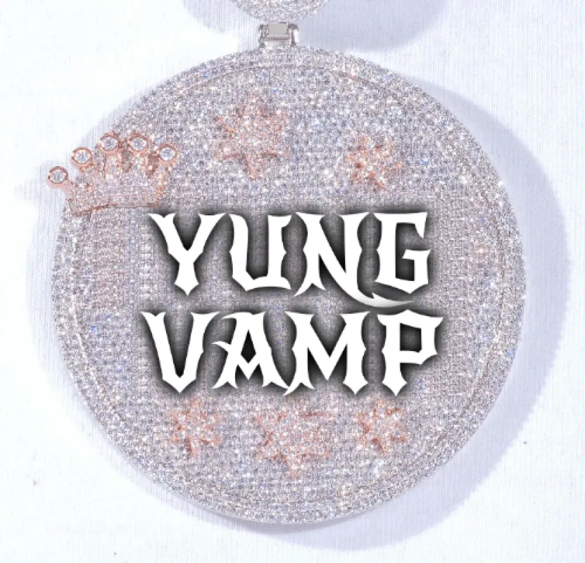 CUSTOM LETTER NECKLACE 3D BIG CROWN DISC sold by The GUU Shop