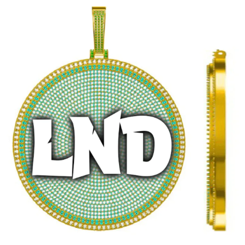 CUSTOM LETTER NECKLACE 3D BIG DISC sold by The GUU Shop