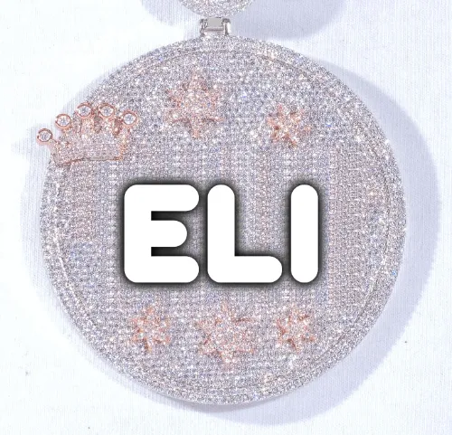 CUSTOM LETTER NECKLACE 3D BIG CROWN DISC sold by The GUU Shop