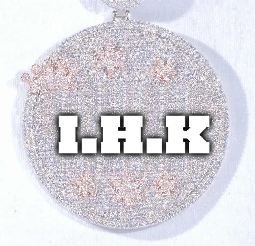 CUSTOM LETTER NECKLACE 3D BIG CROWN DISC sold by The GUU Shop