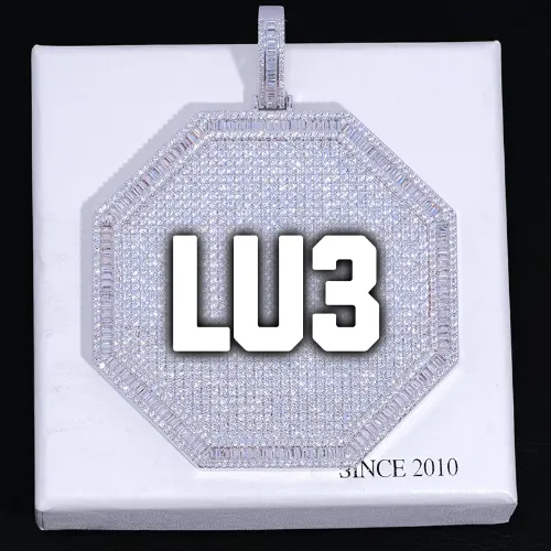 CUSTOM LETTER NECKLACE 3D BIG OCTAGON sold by The GUU Shop