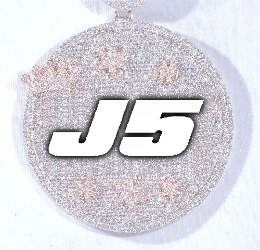 CUSTOM LETTER NECKLACE 3D BIG CROWN DISC sold by The GUU Shop