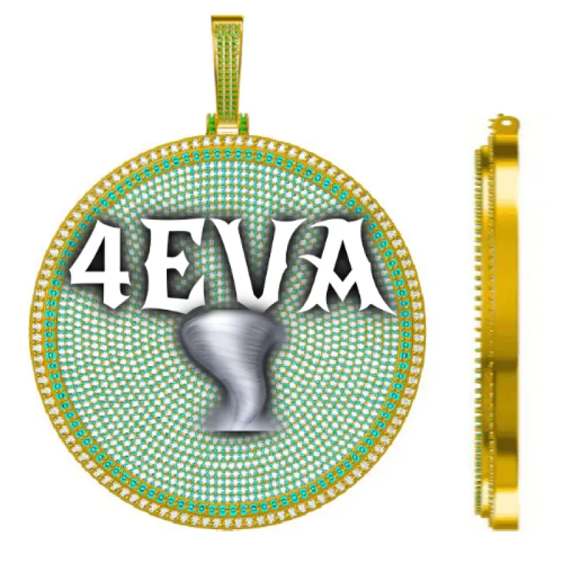 CUSTOM LETTER NECKLACE 3D BIG DISC sold by The GUU Shop