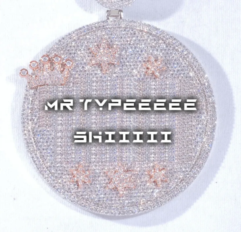 CUSTOM LETTER NECKLACE 3D BIG CROWN DISC sold by The GUU Shop