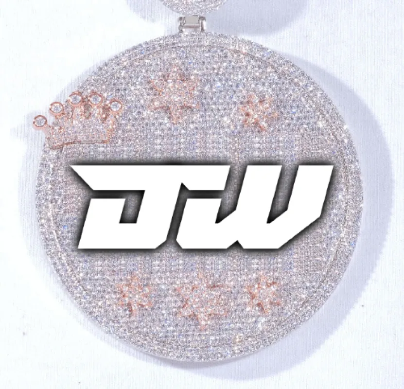 CUSTOM LETTER NECKLACE 3D BIG CROWN DISC sold by The GUU Shop