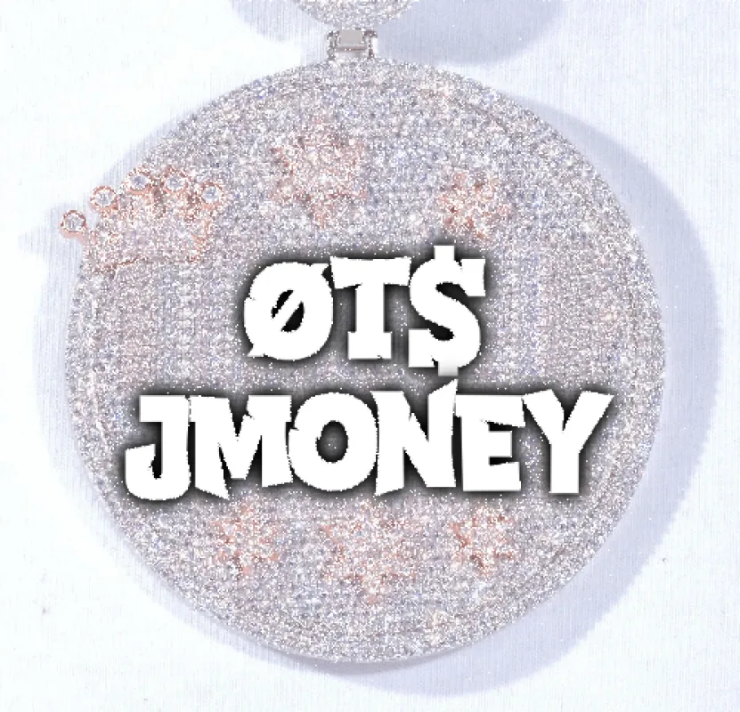 CUSTOM LETTER NECKLACE 3D BIG CROWN DISC sold by The GUU Shop