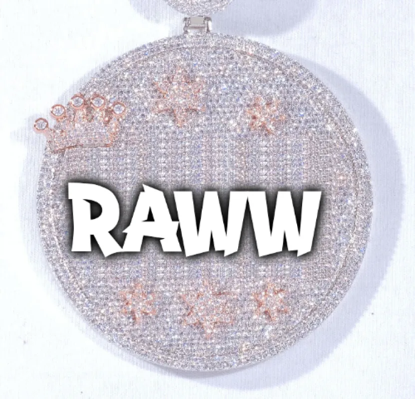 CUSTOM LETTER NECKLACE 3D BIG CROWN DISC sold by The GUU Shop