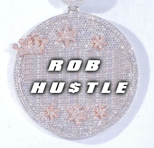 CUSTOM LETTER NECKLACE 3D BIG CROWN DISC sold by The GUU Shop