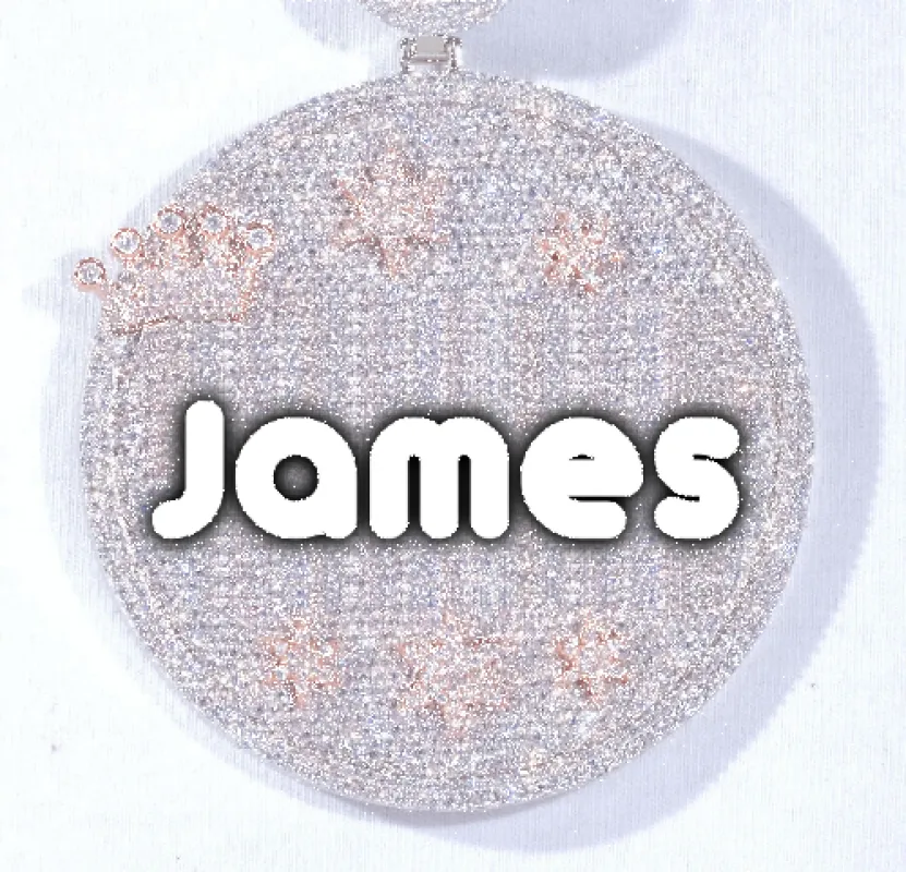 CUSTOM LETTER NECKLACE 3D BIG CROWN DISC sold by The GUU Shop