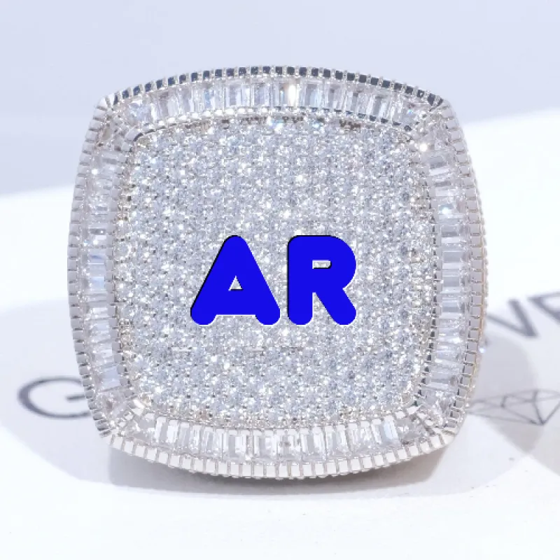 CUSTOM LETTER 3D ICED RING sold by The GUU Shop