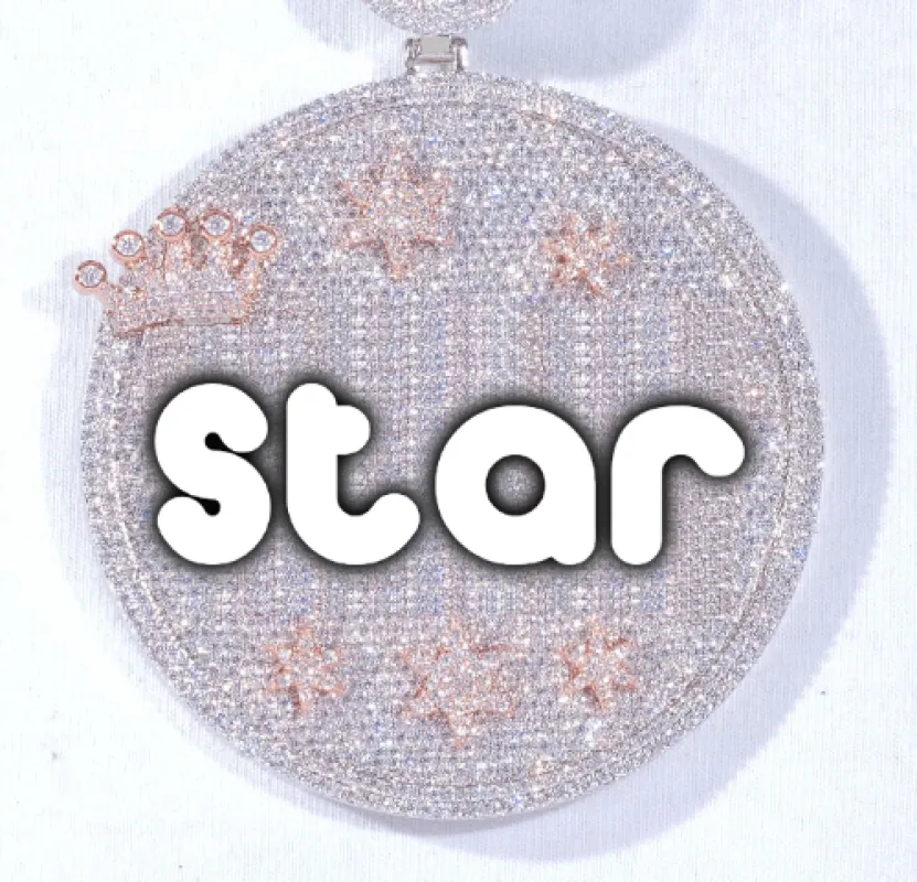 CUSTOM LETTER NECKLACE 3D BIG CROWN DISC sold by The GUU Shop