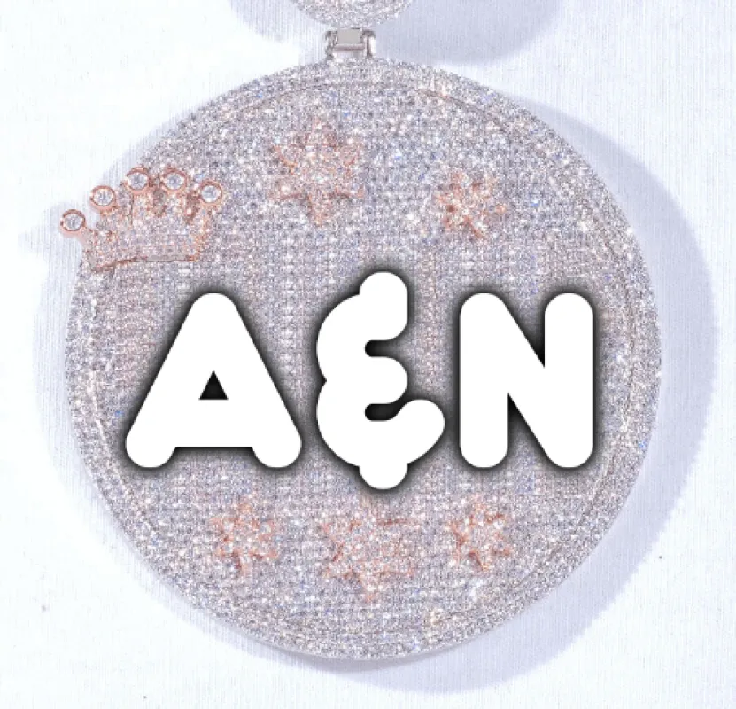 CUSTOM LETTER NECKLACE 3D BIG CROWN DISC sold by The GUU Shop