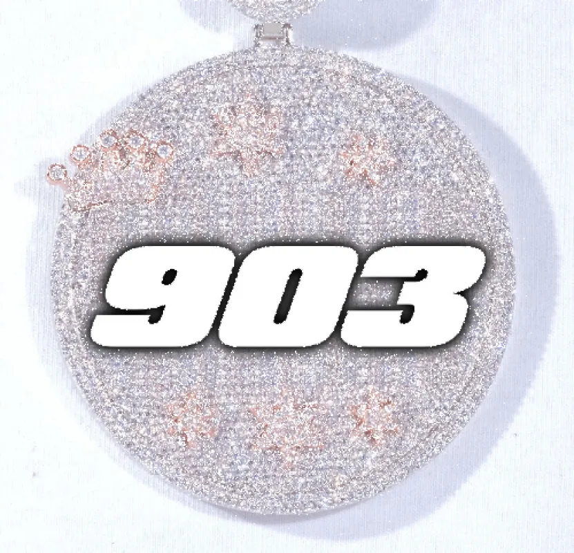 CUSTOM LETTER NECKLACE 3D BIG CROWN DISC made by The GUU Shop