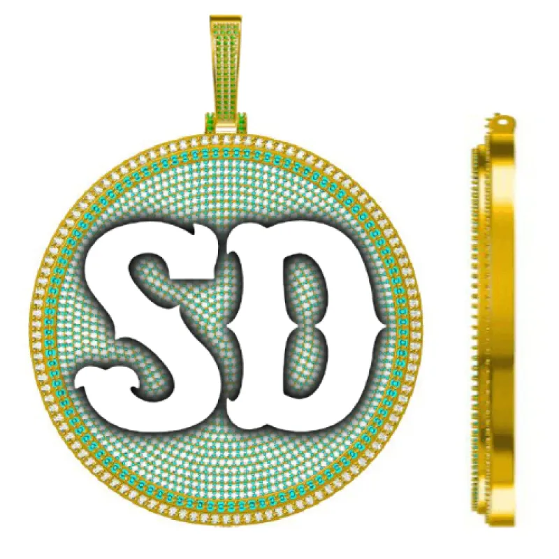 CUSTOM LETTER NECKLACE 3D BIG DISC sold by The GUU Shop