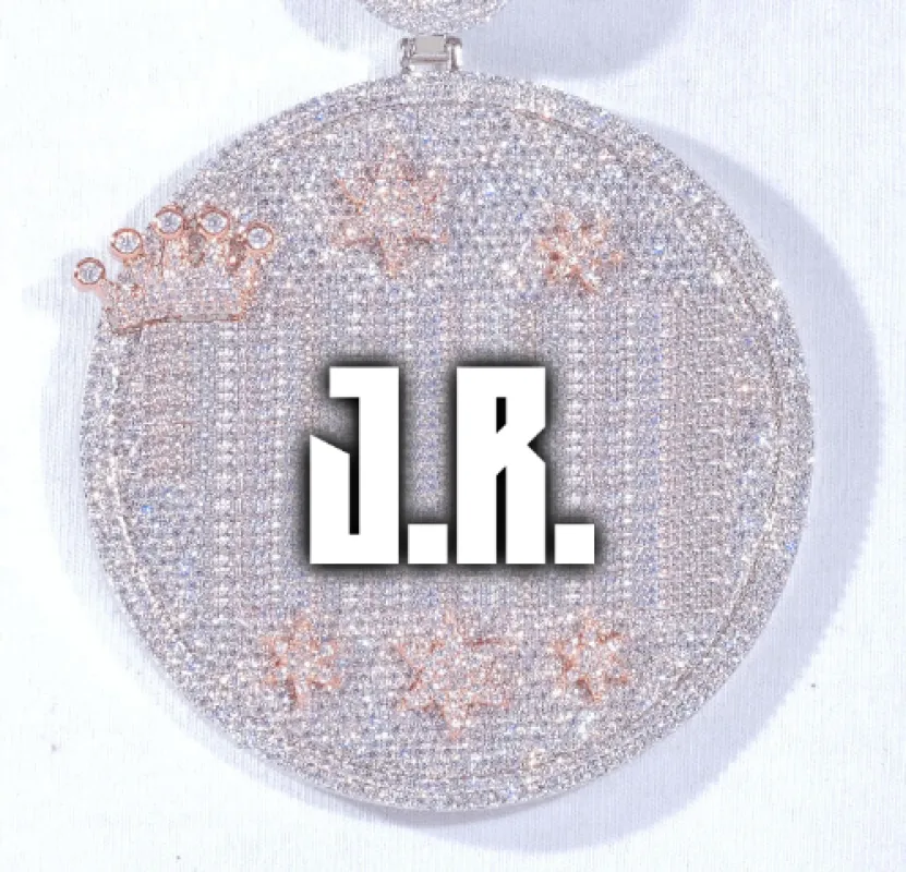 CUSTOM LETTER NECKLACE 3D BIG CROWN DISC sold by The GUU Shop