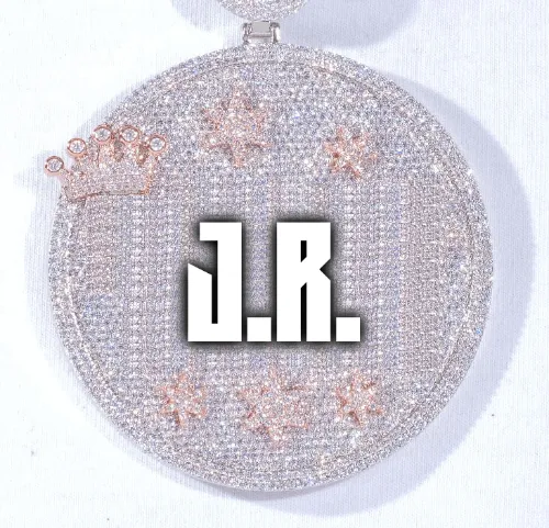 CUSTOM LETTER NECKLACE 3D BIG CROWN DISC sold by The GUU Shop