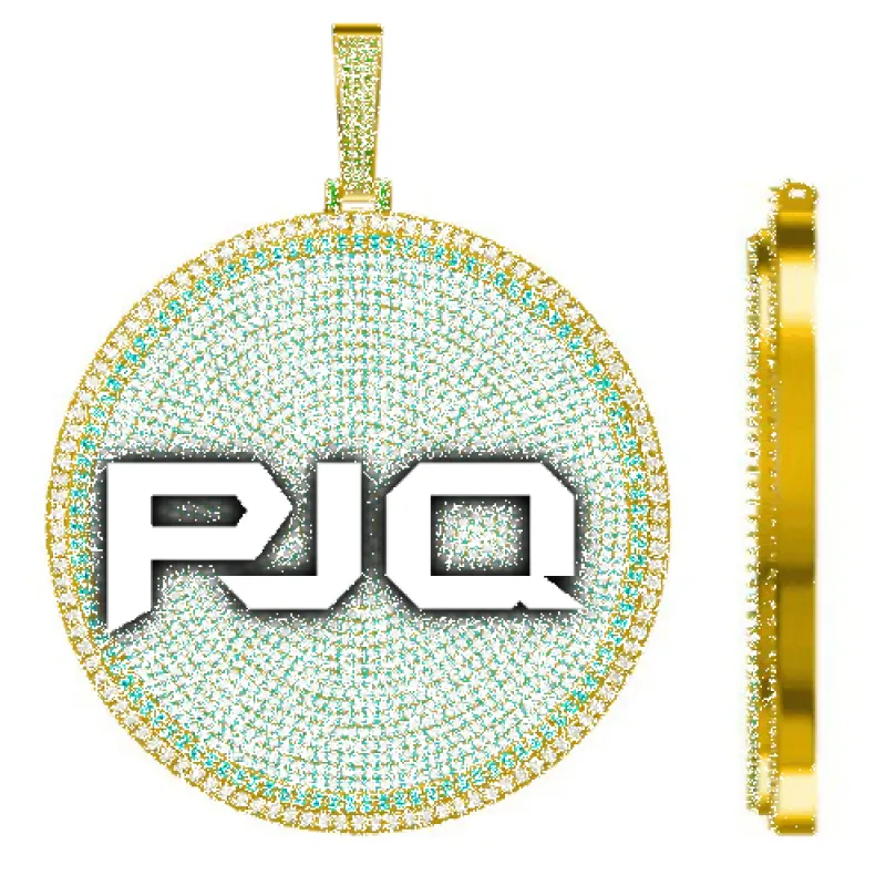 CUSTOM LETTER NECKLACE 3D BIG DISC sold by The GUU Shop